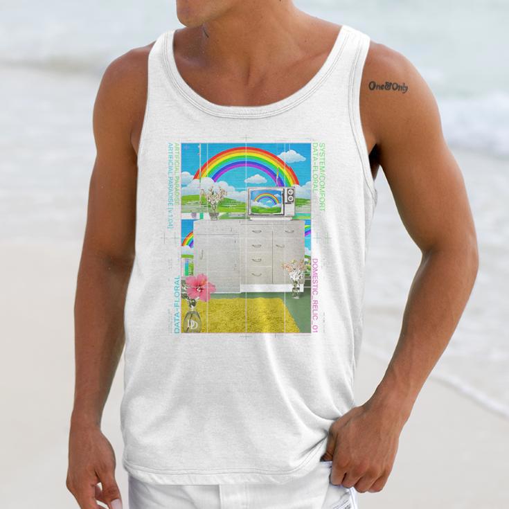 Frutiger Aero Aesthetic Rainbow Glitch Art Premium Tri-Blend Unisex Tank Top