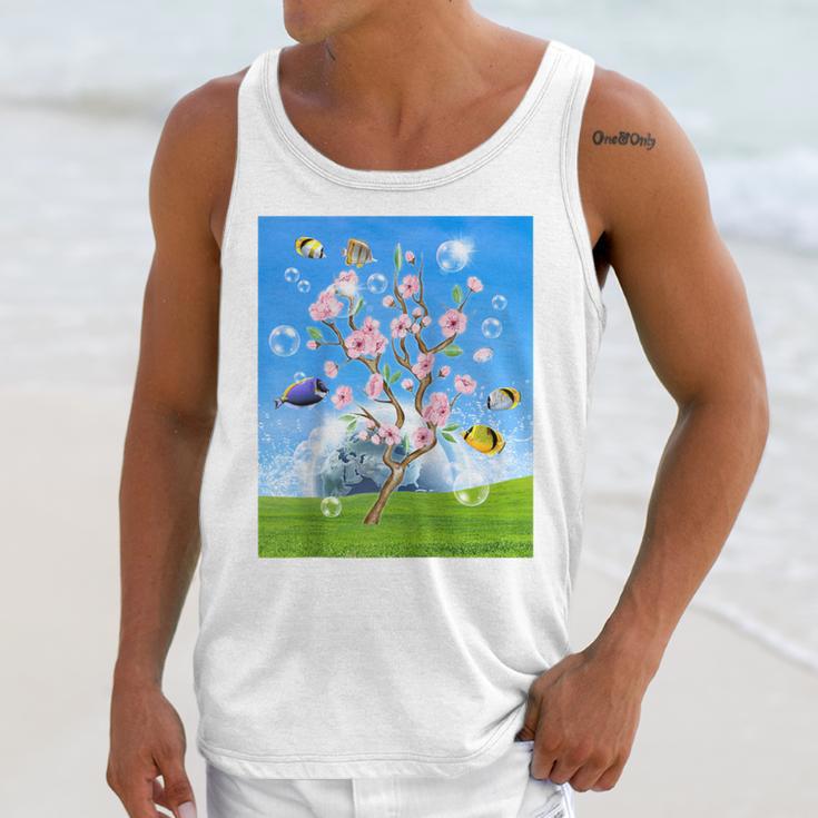 Frutiger Aero Aesthetic Tech Cherry Blossom Fishes Bubbles Raglan Baseball Tee Unisex Tank Top Frutiger Aero Aesthetic Tech Cherry Blossom Fishes Bubbles Raglan Baseball Tee Unisex Tank Top