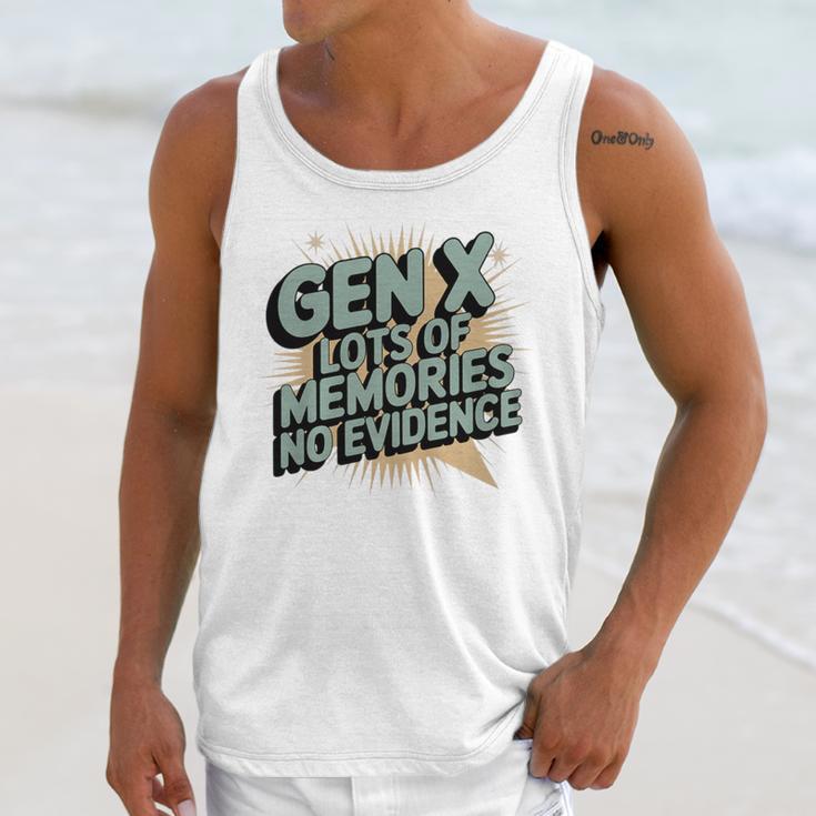 Gen X Lots Of Memories No Evidence Nostalgia Throwback Quote Premium Tri-Blend Unisex Tank Top