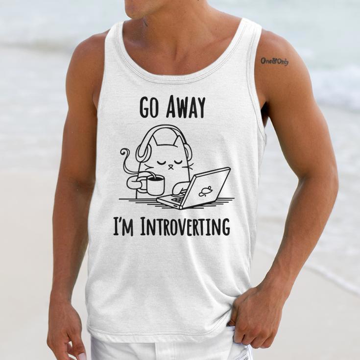 Go Away I'm Introverting Cat Introvert Anxiety Anxious Unisex Tank Top