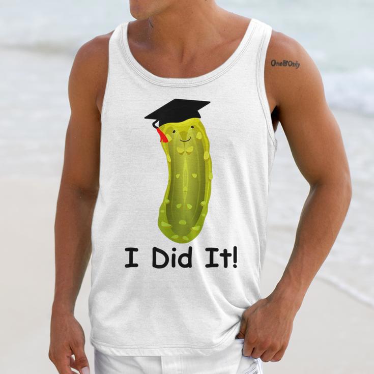 Graduation Cap Wearing Big Dill Pickle I Did It Graduate Fun Unisex Tank Top