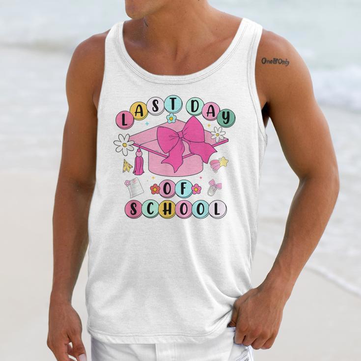 Happy Last Day Of School Coquette Bow Graduation Girls Kids Unisex Tank Top