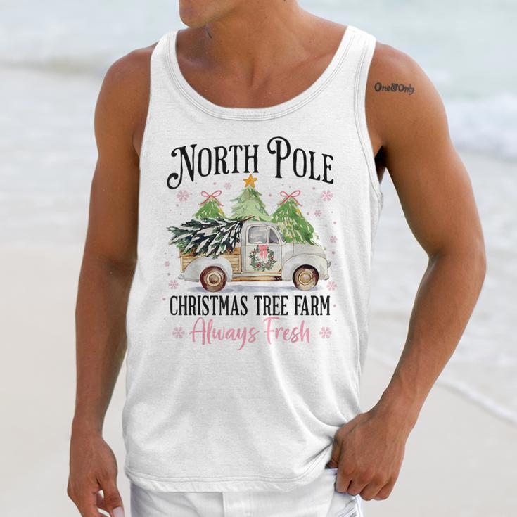 Holiday Scene Nostalgia North Pole Tree Farm Merry Christmas Unisex Tank Top Holiday Scene Nostalgia North Pole Tree Farm Merry Christmas Unisex Tank Top