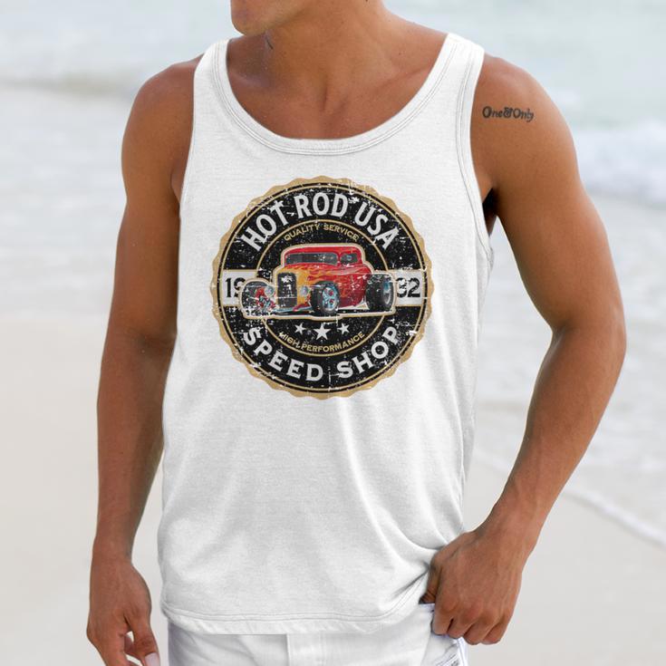 Hotrod Custom Car Automotive Nostalgia Distressed Premium Tri-Blend Unisex Tank Top