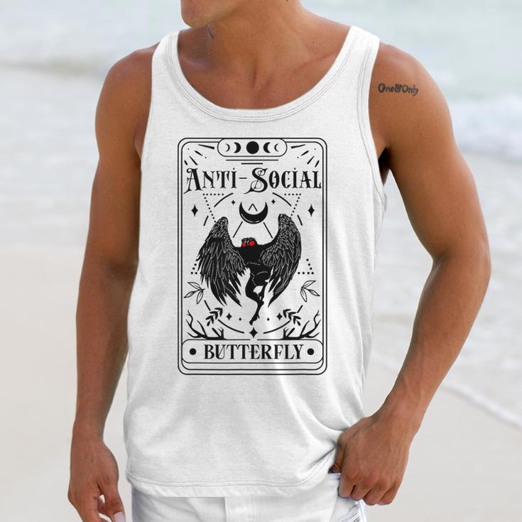 Introvert Apparel Emporium Mothman Tarot Card Antisocial Butterfly Cryptozoologist -Adults Grey Unisex Tank Top