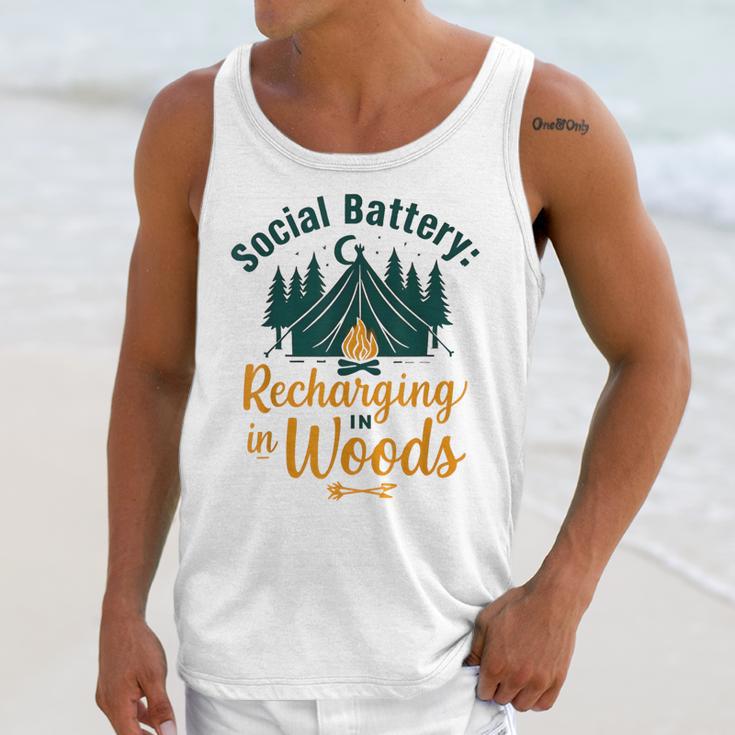 Introvert Camping Social Battery Recharging In The Woods Unisex Tank Top Introvert Camping Social Battery Recharging In The Woods Unisex Tank Top