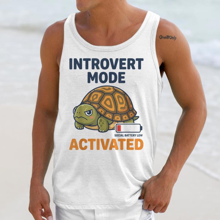 Introvert Mode Activated Low Social Battery Box Turtle Unisex Tank Top