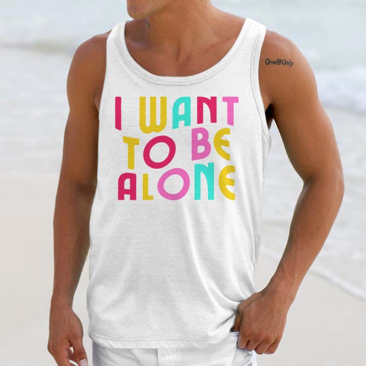 Introvert I Want To Be Alone Retro Wavy Unisex Tank Top Introvert I Want To Be Alone Retro Wavy Unisex Tank Top