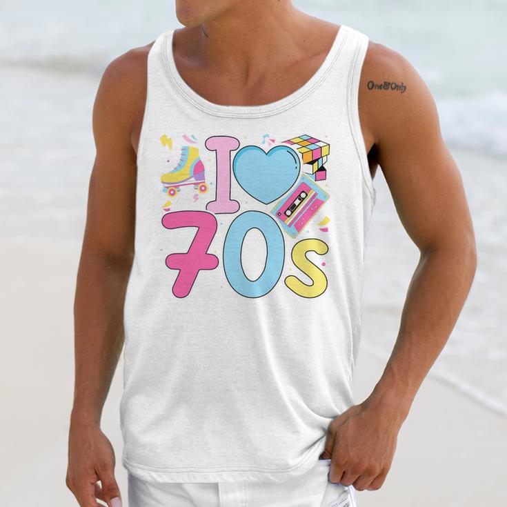 I Love 70's Retro Style Nostalgia Vibe 1970's Party Premium Tri-Blend Unisex Tank Top