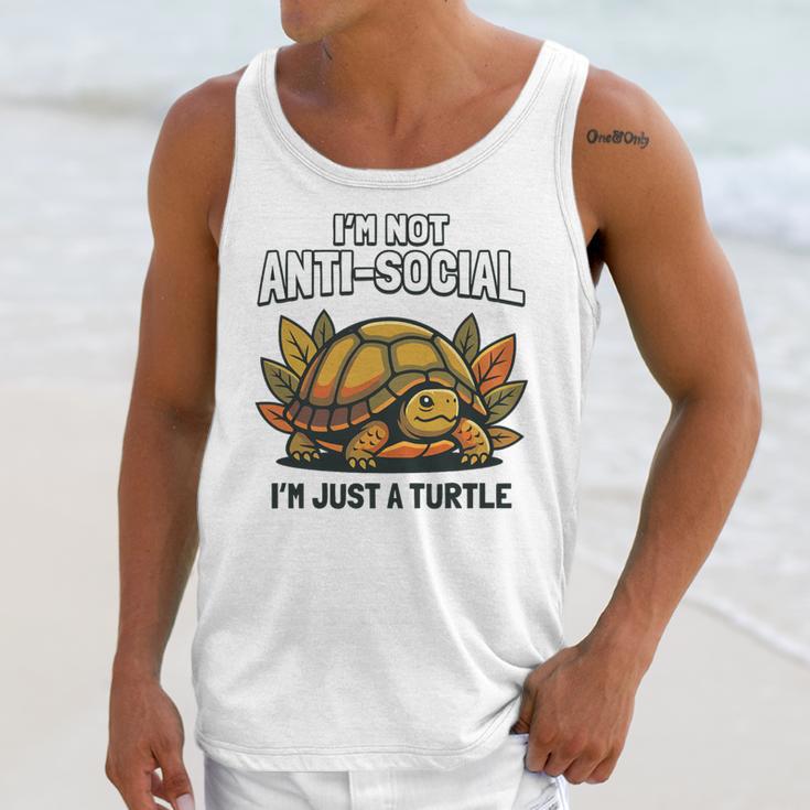 Not Anti Social Im Just A Turtle Sarcastic Introvert Humor Premium Tri-Blend Unisex Tank Top