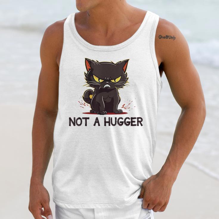 Not A Hugger Tee Angry Cat Sarcastic Cute Introvert Unisex Tank Top