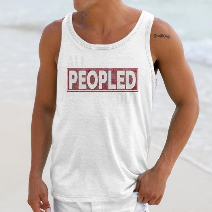 All Peopled Out Introvert Joke Sarcastic Quote Premium Tri-Blend Unisex Tank Top