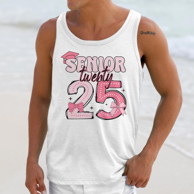 Pink Coquette Bow Senior 2025 Back To School Graduation Girl Unisex Tank Top