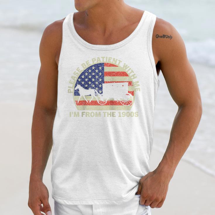 Please Be Patient With Me I'm From The 1900s Dad Vintage Raglan Baseball Tee Unisex Tank Top