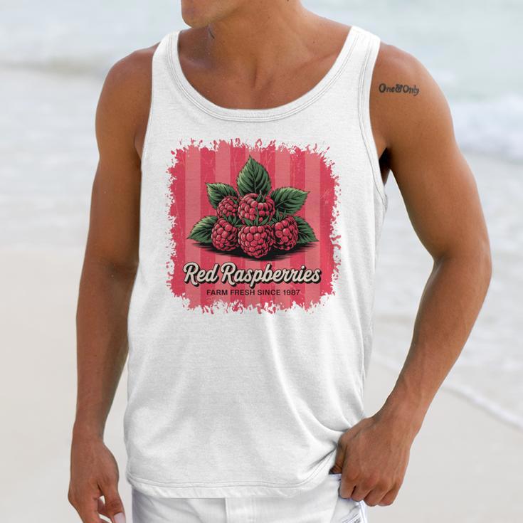 Red Raspberries Farm Fresh Since 1987 Nostalgia Unisex Tank Top