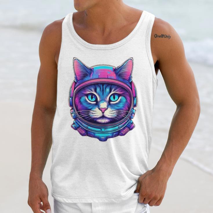 Retro 80s Cat In Space Suit Nostalgia Cat Vintage Astronaut Unisex Tank Top