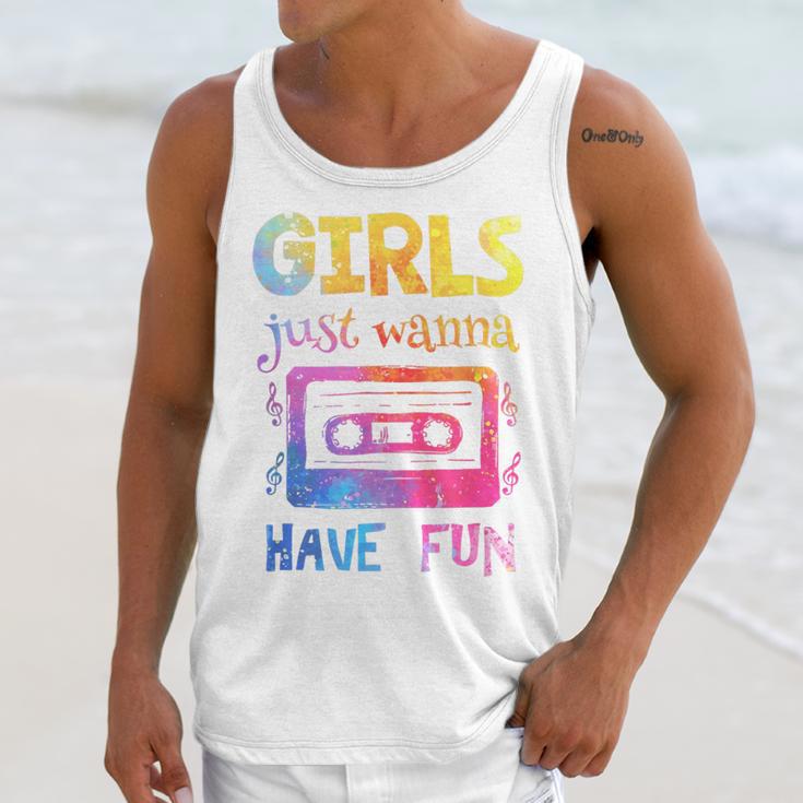 Retro Girls Just Wanna Have Fun Nostalgia 1980s 80's Premium Tri-Blend Unisex Tank Top