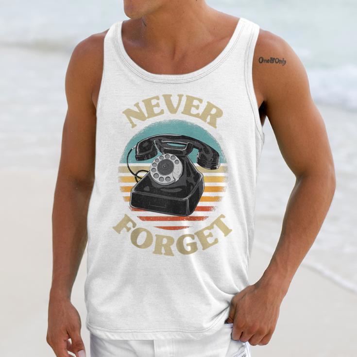 Retro Phone Never Forget Nostalgia Vintage Raglan Baseball Tee Unisex Tank Top