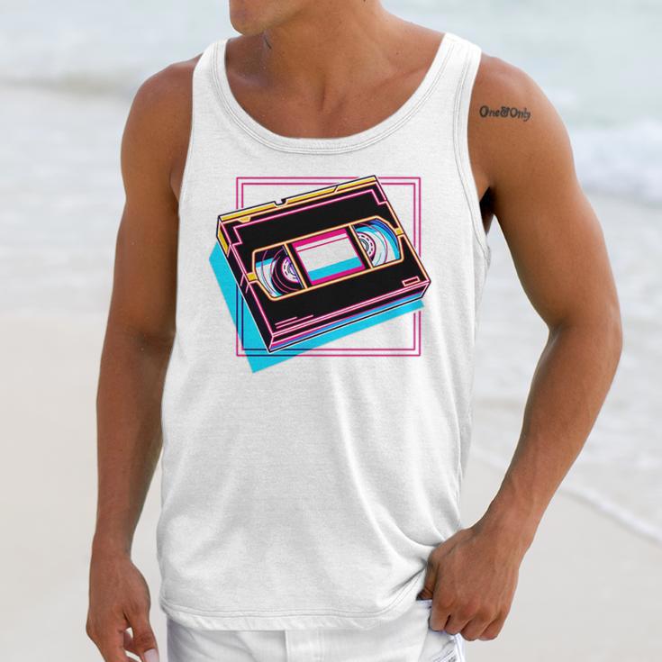 Retro VHS Vaporwave Video Cassette Nostalgia Geek Chic Premium Tri-Blend Unisex Tank Top