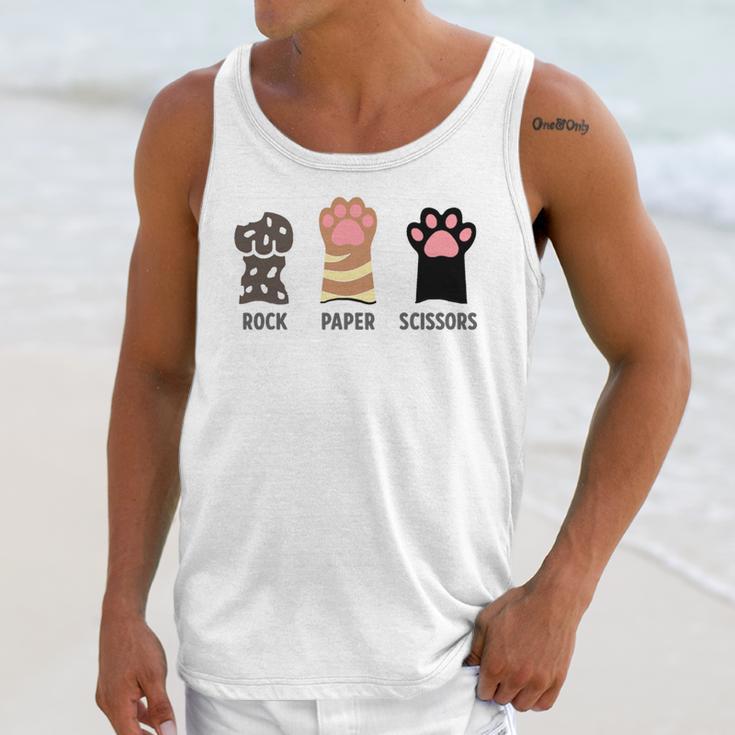Rock Paper Scissors Hand Game Cute Paw Cat Introvert Unisex Tank Top