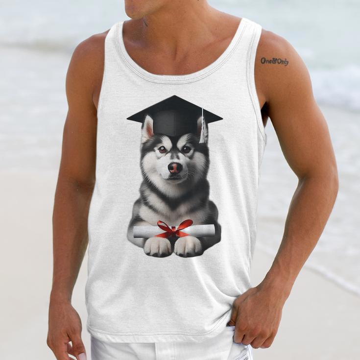 Siberian Husky Dog Graduation Cap Training School Graduate Men Women Kids Unisex Tank Top