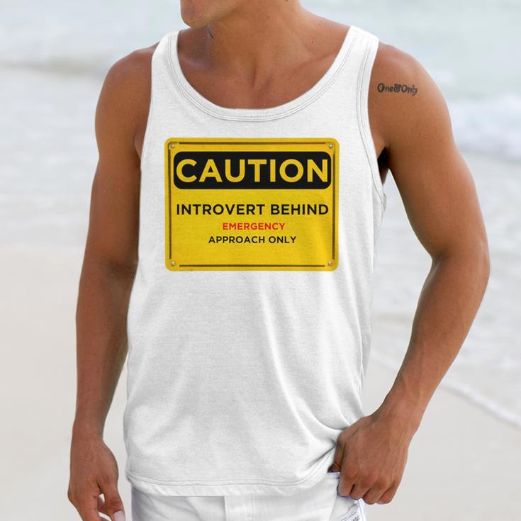 A Simple Yellow Warning Sign For Introvert Unisex Tank Top