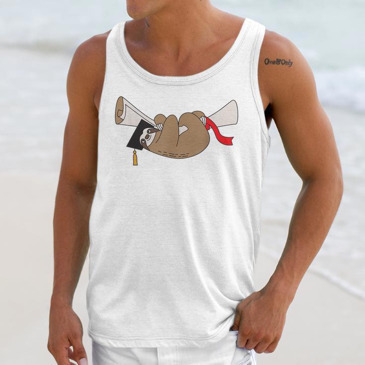 Sloth Graduation Shirt Cute Animal Diploma Grad Unisex Tank Top