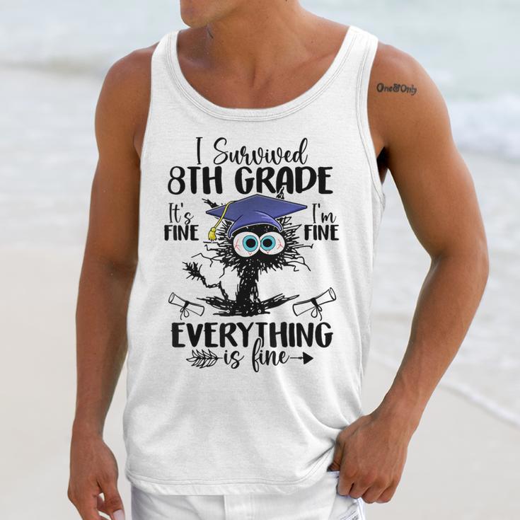 I Survived 8th Grade Graduated Cat Graduation Unisex Tank Top