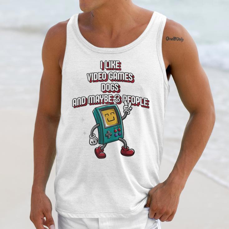 I Like Video Games Dogs And Maybe 3 People Gamer Introvert Raglan Baseball Tee Unisex Tank Top I Like Video Games Dogs And Maybe 3 People Gamer Introvert Raglan Baseball Tee Unisex Tank Top