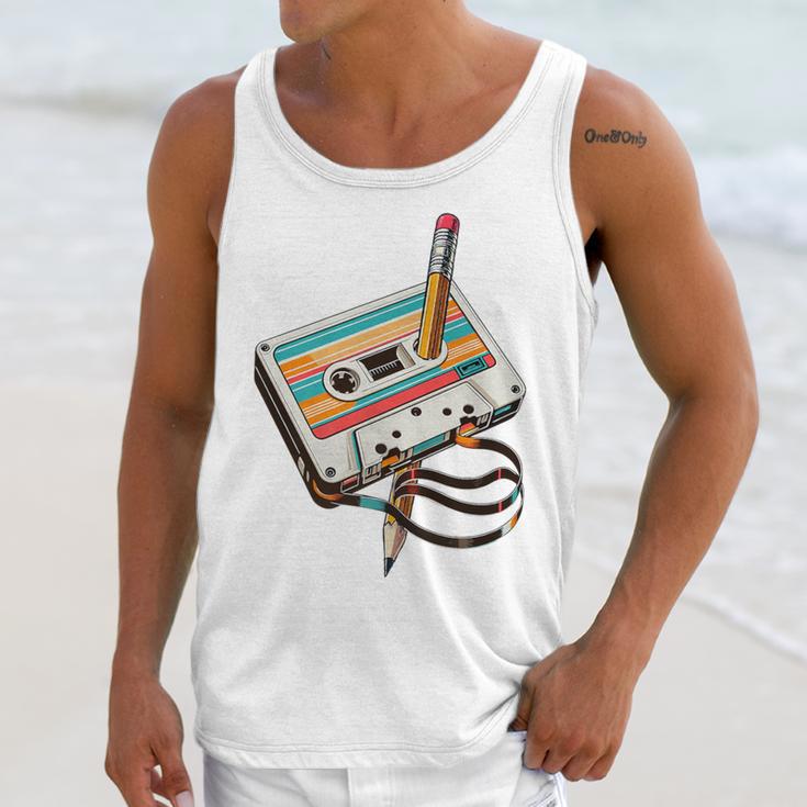 Vintage Cassette Tape And Pencil Nostalgia Party 70s 80s 90s Premium Unisex Tank Top Vintage Cassette Tape And Pencil Nostalgia Party 70s 80s 90s Premium Unisex Tank Top