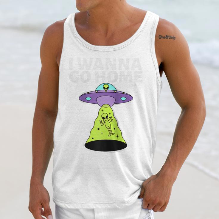 I Wanna Go Home Introvert UFO UAP Flying Saucer Trippy Alien Raglan Baseball Tee Unisex Tank Top