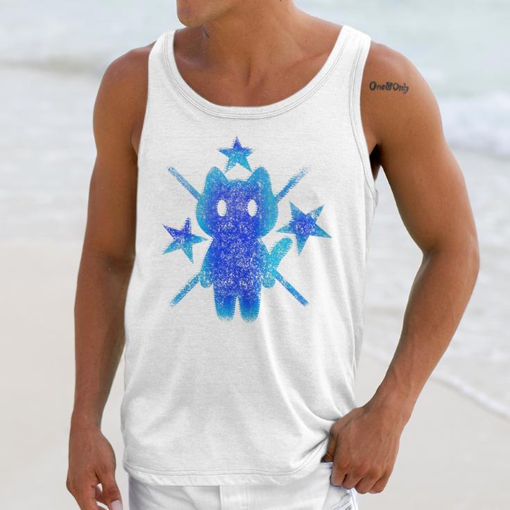 Yk2 Grunge Earthy Blue Cat With Stars Tomboy 90s Nostalgia Premium Tri-Blend Unisex Tank Top