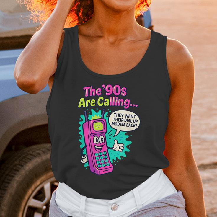 The 90s Are Calling Retro 90s Kid Nostalgia Gag Meme Unisex Tank Top