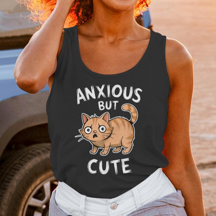 Anxious But Cute Anxiety Meme Cat Lover Introvert For Men Women Unisex Tank Top Anxious But Cute Anxiety Meme Cat Lover Introvert For Men Women Unisex Tank Top