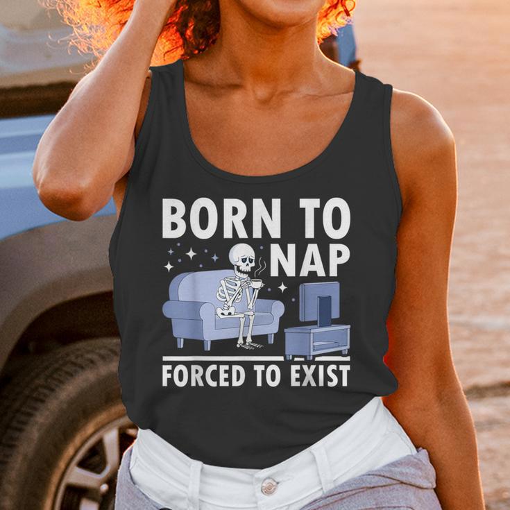Born To Nap Forced To Exist Lazy Skeleton Couch Introverts Unisex Tank Top