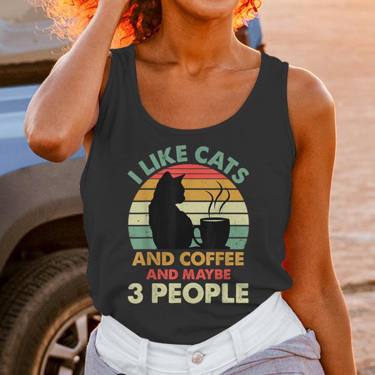 Cats Coffee & 3 People Tee Cute Font Introvert Humor Unisex Tank Top Cats Coffee & 3 People Tee Cute Font Introvert Humor Unisex Tank Top