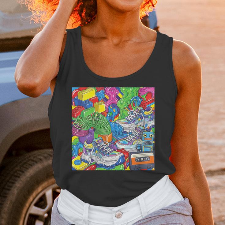 Colorful Kidcore 90s Nostalgia Meme Sneakers Robot Toy Slime Unisex Tank Top Colorful Kidcore 90s Nostalgia Meme Sneakers Robot Toy Slime Unisex Tank Top