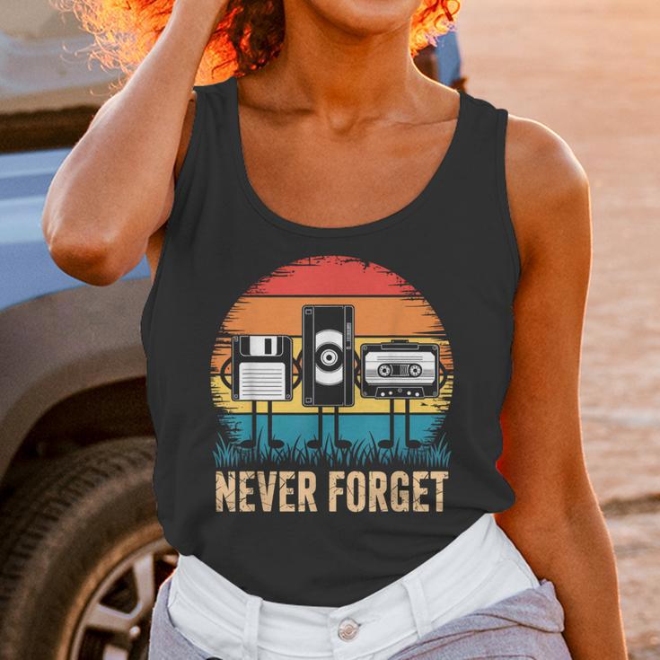 Never Forget Retro 80s 90s Floppy VHS Cassette Nostalgia Unisex Tank Top