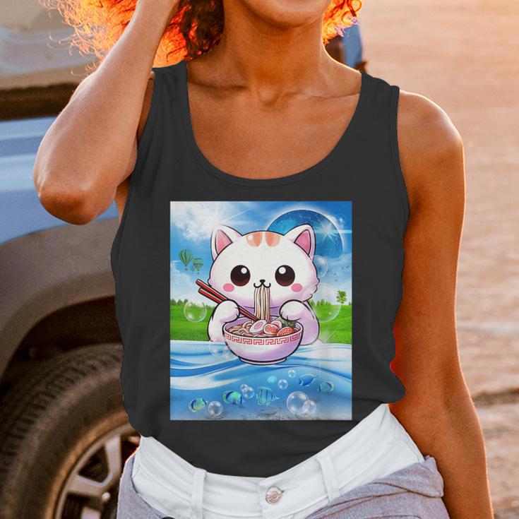 Frutiger Aero Aesthetic Tech Kawaii Ramen Cat Fishes Unisex Tank Top