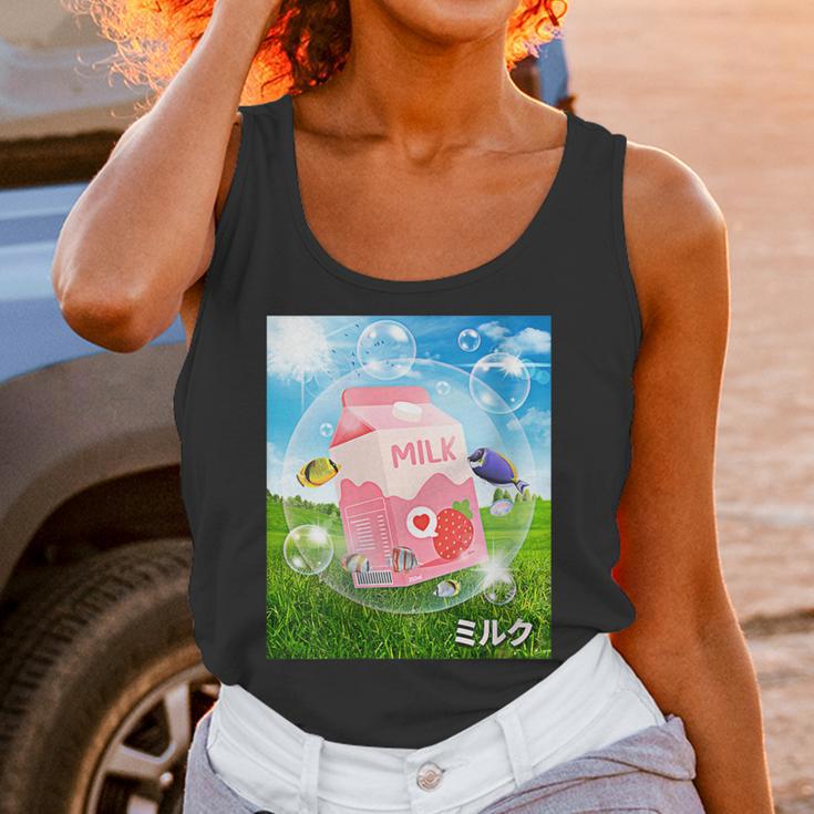 Frutiger Aero Aesthetic Tech Kawaii Strawberry Milk Fishes Unisex Tank Top Frutiger Aero Aesthetic Tech Kawaii Strawberry Milk Fishes Unisex Tank Top