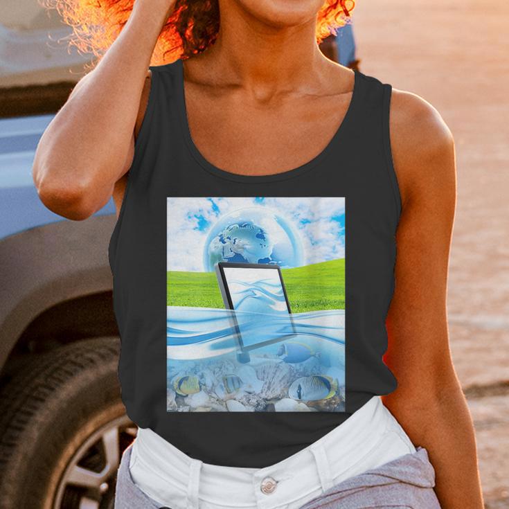 Frutiger Aero Aesthetic Tech Water Fishes Monitor Screen Unisex Tank Top Frutiger Aero Aesthetic Tech Water Fishes Monitor Screen Unisex Tank Top