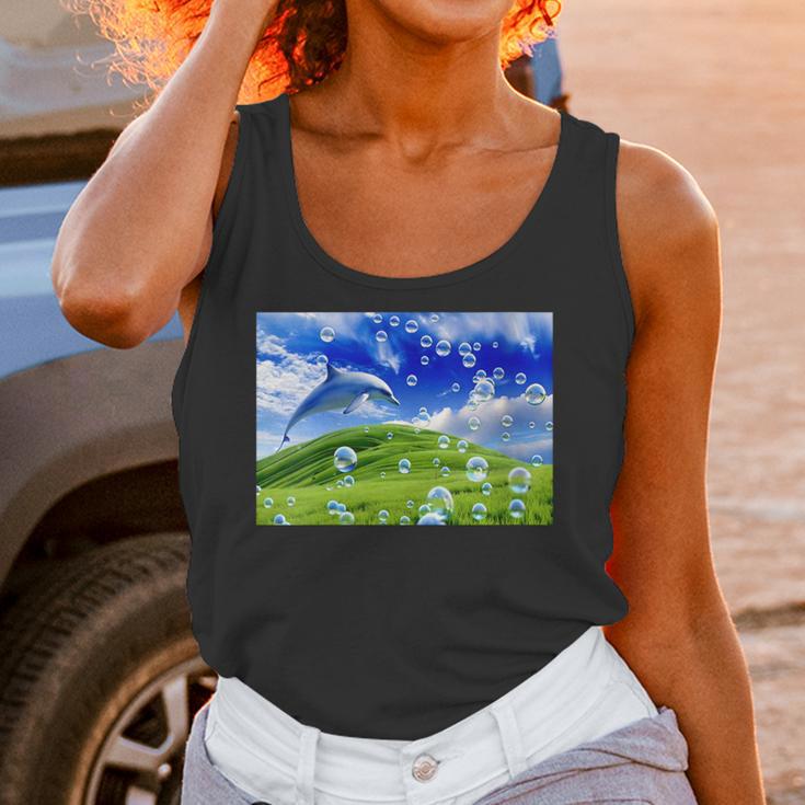 Frutiger Aero Dolphin Meadow Aesthetic Y2k 2000s Ironic Unisex Tank Top