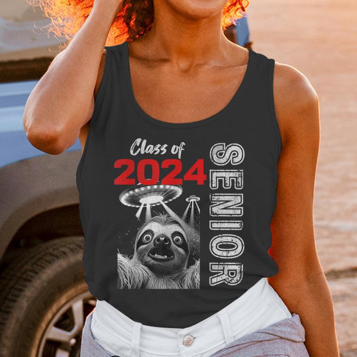 Fun Trendy UFO Sloth Graduation Class Of 2024 Senior Unisex Tank Top
