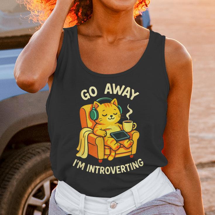Go Away I'm Introverting Cat Coffee Headphones Unisex Tank Top Go Away I'm Introverting Cat Coffee Headphones Unisex Tank Top