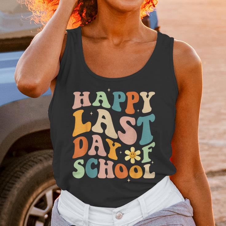 Happy Last Day Of School Groovy Teacher Student Graduation Unisex Tank Top