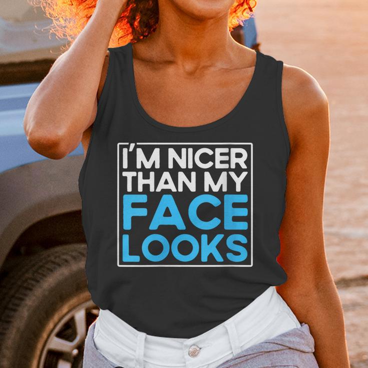 I'm Nicer Than My Face Looks Shy People Introverts Unisex Tank Top