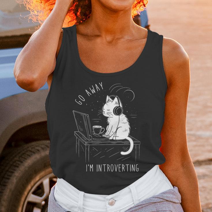 Introvert Cat With Coffee On Computer Antisocial Emo Goth Unisex Tank Top Introvert Cat With Coffee On Computer Antisocial Emo Goth Unisex Tank Top