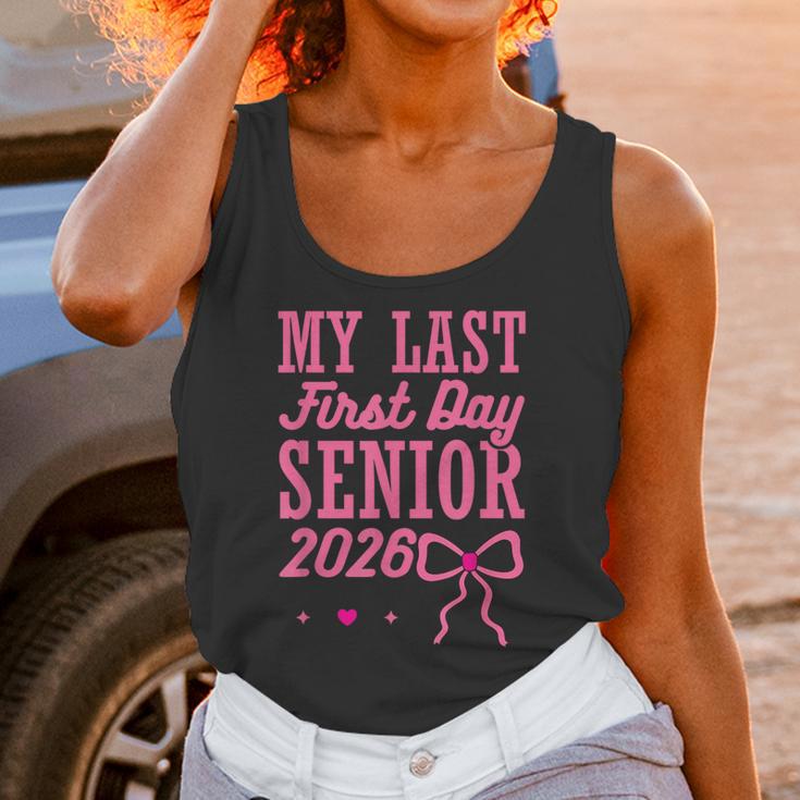 My Last First Day Senior 2026 Coquette Pink Bow Graduation Unisex Tank Top
