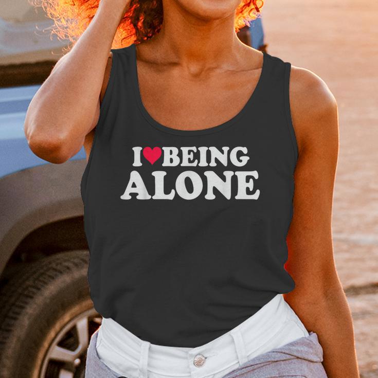 I Love Being Alone Introvert & Anxious Girl Red Heart Unisex Tank Top