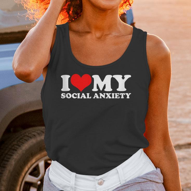 I Love My Social Anxiety Heart Humor Introvert Statement Unisex Tank Top